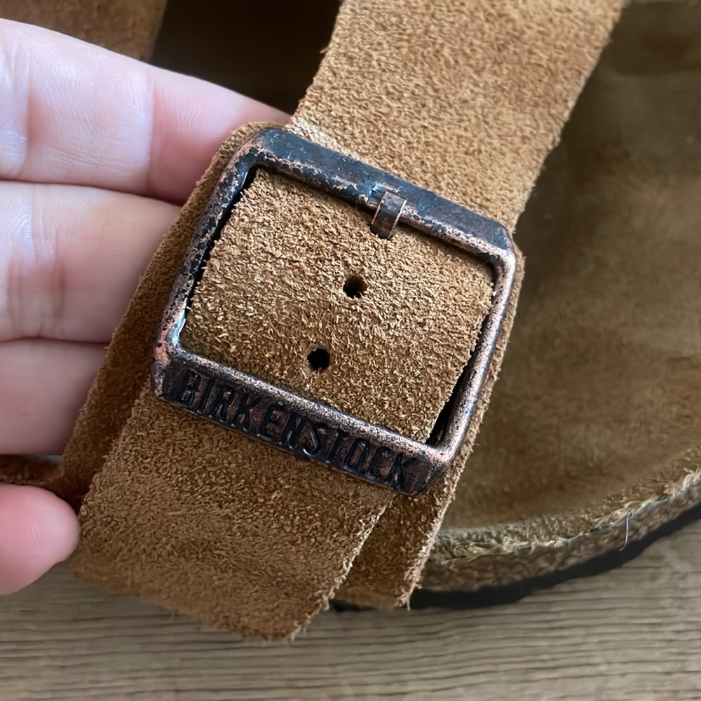 Birkenstock Women's Suede Two-Strap Sandals in Chestnut - Picture 7 of 11